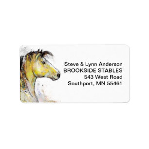 Étiquettes de adresse de tête de cheval aquarelle