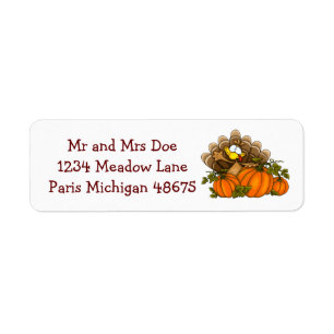 Étiquettes de adresse de thanksgiving/Turquie