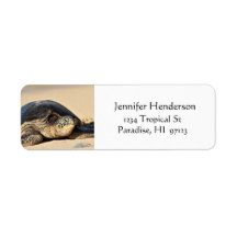 Étiquettes de adresse de tortues de mer hawaïennes