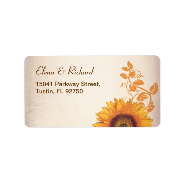 étiquettes de adresse de tournesol mariage (Devant)