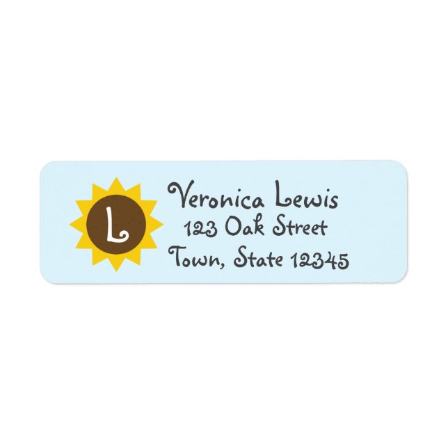 Étiquettes de adresse de tournesol monogramme (Devant)
