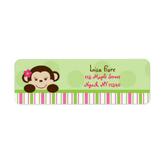 Étiquettes de adresse de vert de rose de singe de