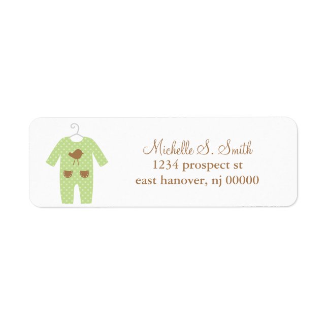 Étiquettes de adresse de vêtements pour bébés vert (Devant)