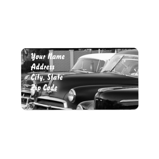 Étiquettes de adresse de voiture classique noir et (Devant)