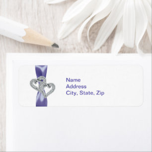 Étiquettes de adresse des Coeurs Diamants Bleus Vi