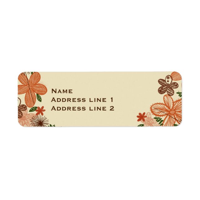 Étiquettes de adresse des fleurs orange rouille ré (Devant)