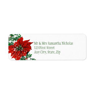 Étiquettes de adresse d'hiver de Pointsettia de