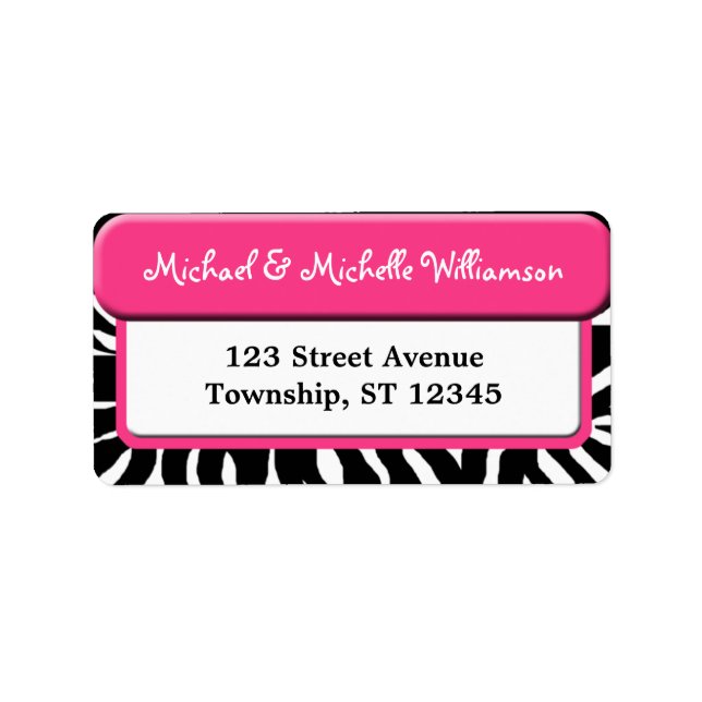 Étiquettes de adresse d'impression Chic Rose Zebra (Devant)