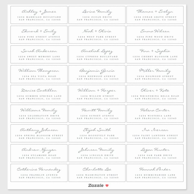Étiquettes de adresse d'invités Mariages personnal (Feuille)