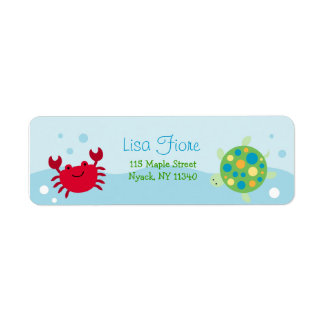 Étiquettes de adresse d'océan de créature de mer