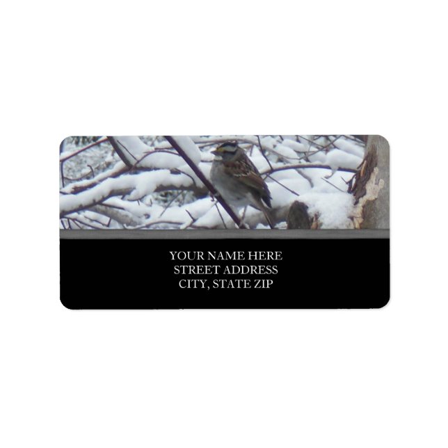 Étiquettes de adresse d'oiseaux de neige (Devant)