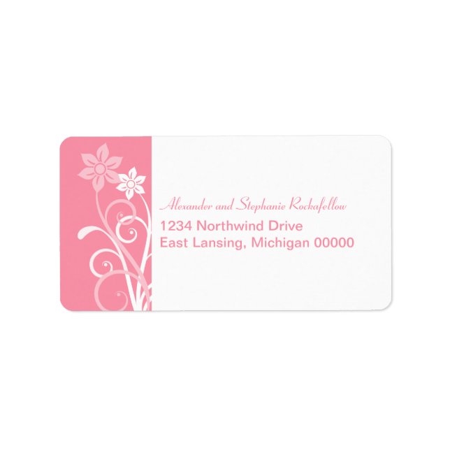 Étiquettes de adresse Dramatiques Floraux, Rose (Devant)