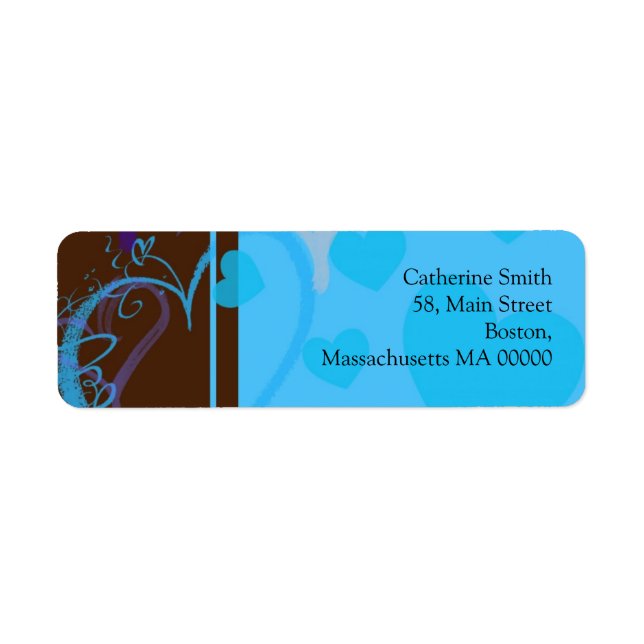 Étiquettes de adresse du coeur bleu (Devant)