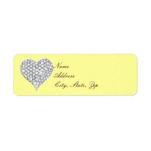 Étiquettes de adresse du coeur du diamant jaune
