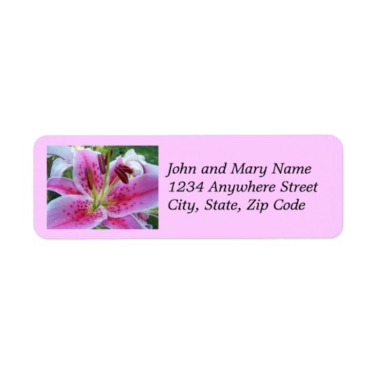 Étiquettes de adresse floraux de lis rose