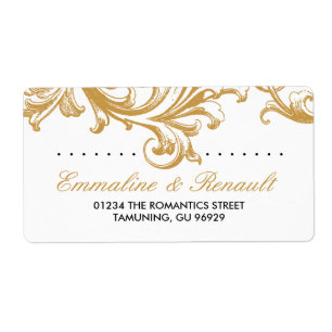 Étiquettes de adresse floraux de mariage d'or