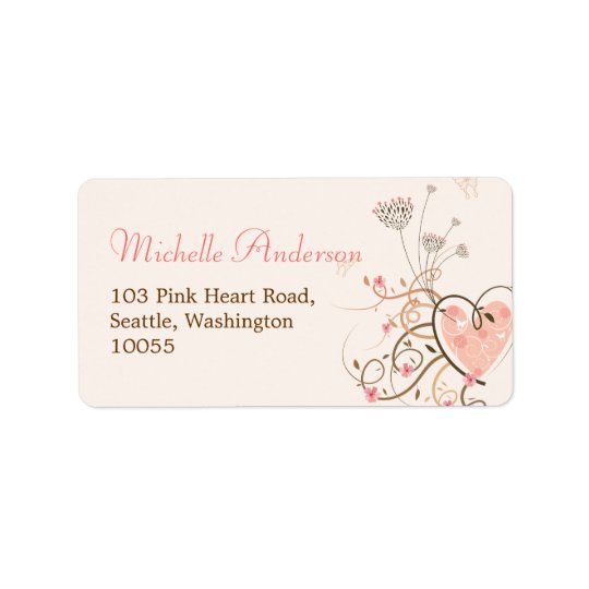 Étiquettes de adresse floraux de papillon rose