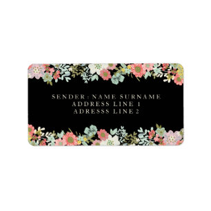 Étiquettes de adresse floraux de retour de mariag
