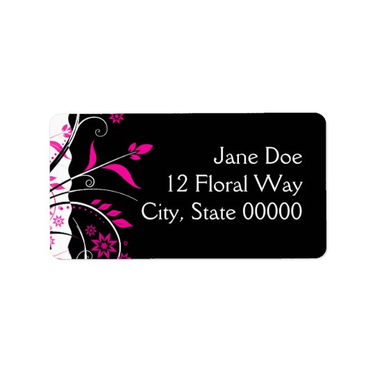Étiquettes de adresse floraux de rose et de noir