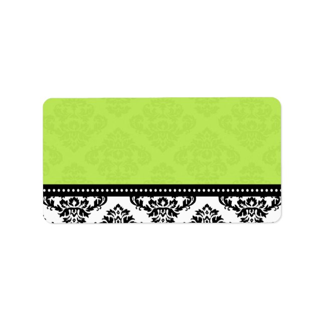 Étiquettes de adresse Green Mariage damassé (Devant)