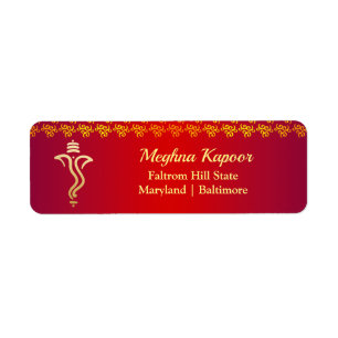 Étiquettes de adresse indiens rouges élégants de