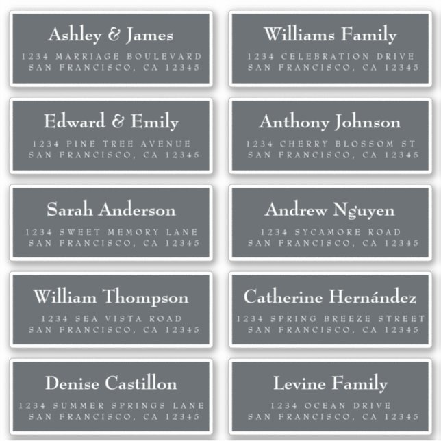 Étiquettes de adresse invités : COMMANDER SUR 8" o (Devant)