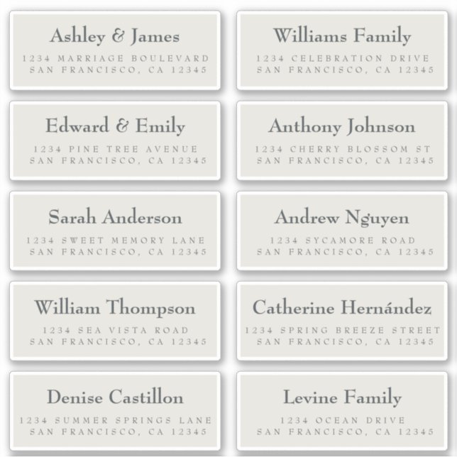 Étiquettes de adresse invités : COMMANDER SUR 8" o (Devant)