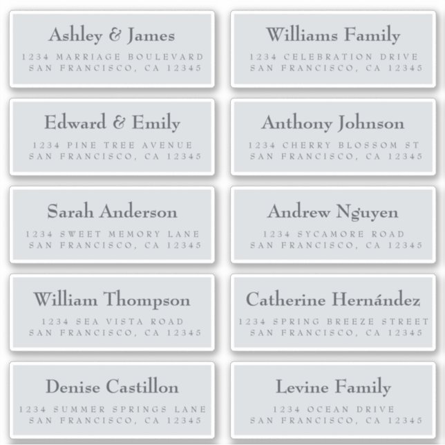 Étiquettes de adresse invités : COMMANDER SUR 8" o (Devant)