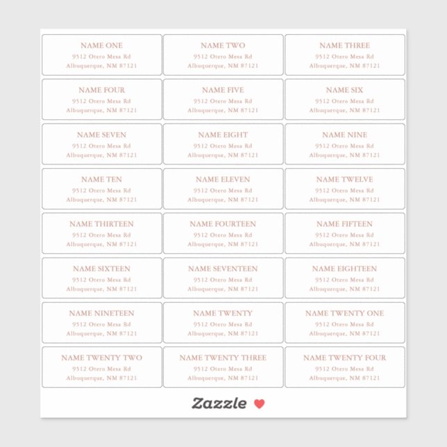 Étiquettes de adresse invités Terra Cotta (Feuille)