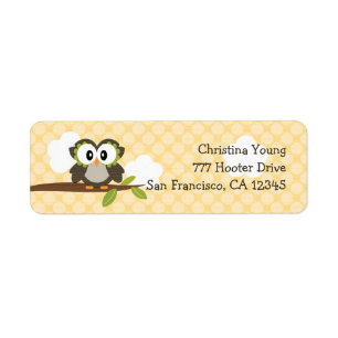 Étiquettes de adresse jaunes de retour de hibou