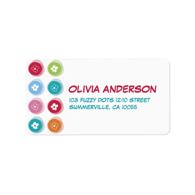 Étiquettes de adresse marguerites et amusants poin (Devant)