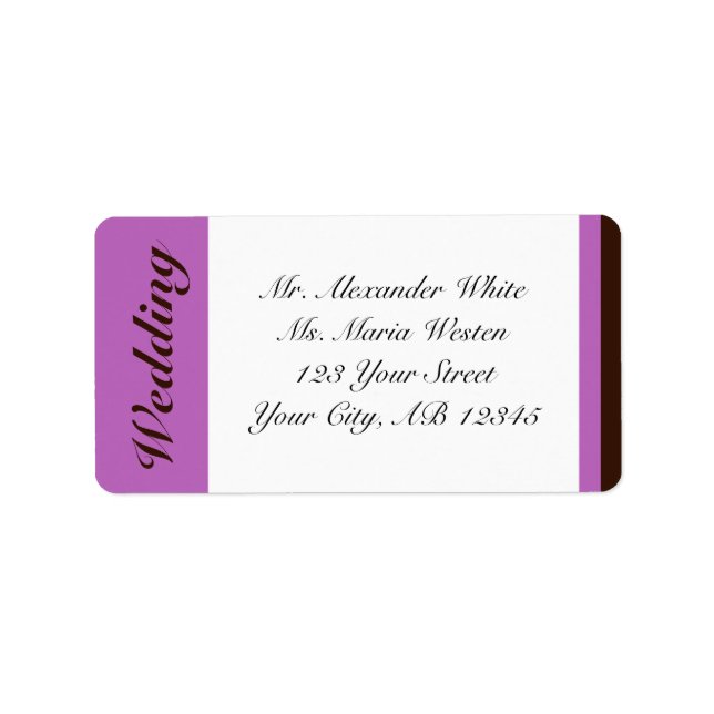 Étiquettes de adresse Mariage Brown à bande violet (Devant)