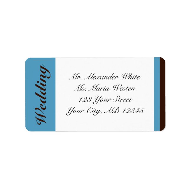 Étiquettes de adresse Mariage Brown Bleu Bande (Devant)