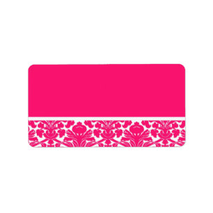 Étiquettes de adresse Mariage damassé rose chaud