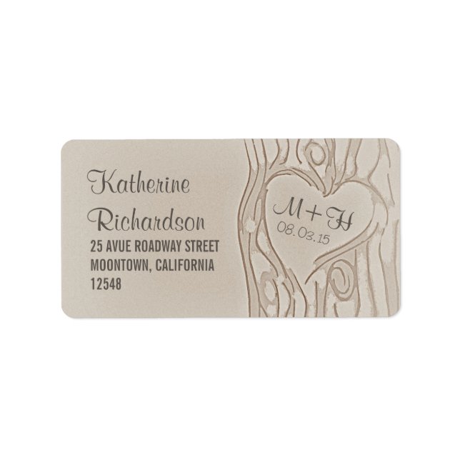 étiquettes de adresse mariage d'arbre sculpté (Devant)