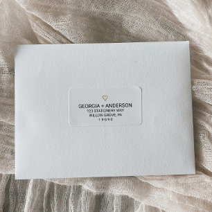 Étiquettes de adresse Mariage simple Gold Heart