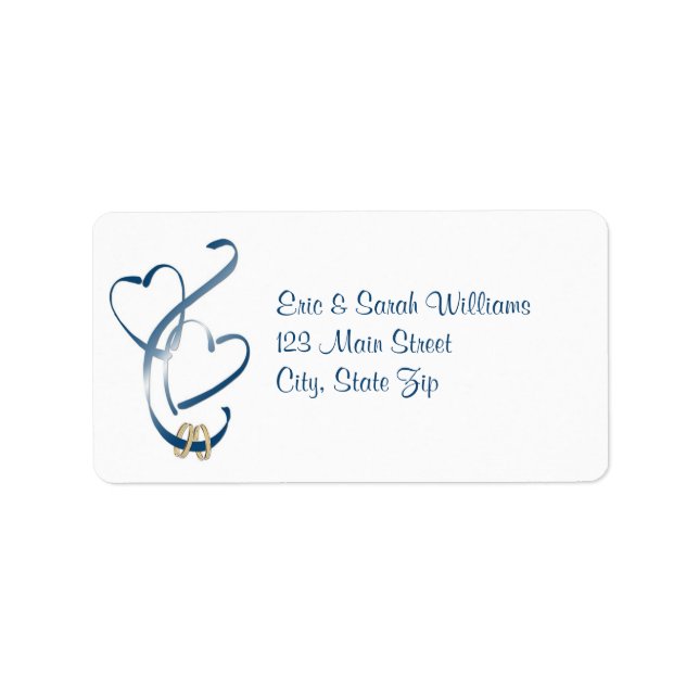 Étiquettes de adresse Mariages de Blue Hearts (Devant)