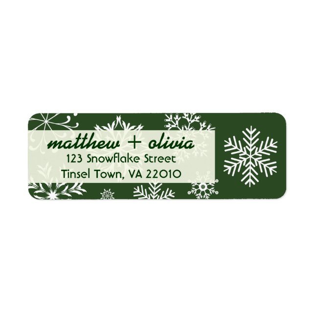 Étiquettes de adresse modernes de flocons de neige (Devant)