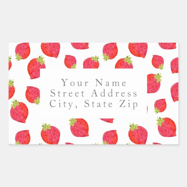 Étiquettes de adresse Motif de fraises d'aquarelle (Devant)