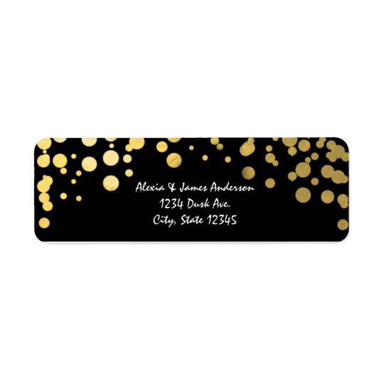 Étiquettes de adresse noirs élégants de confettis