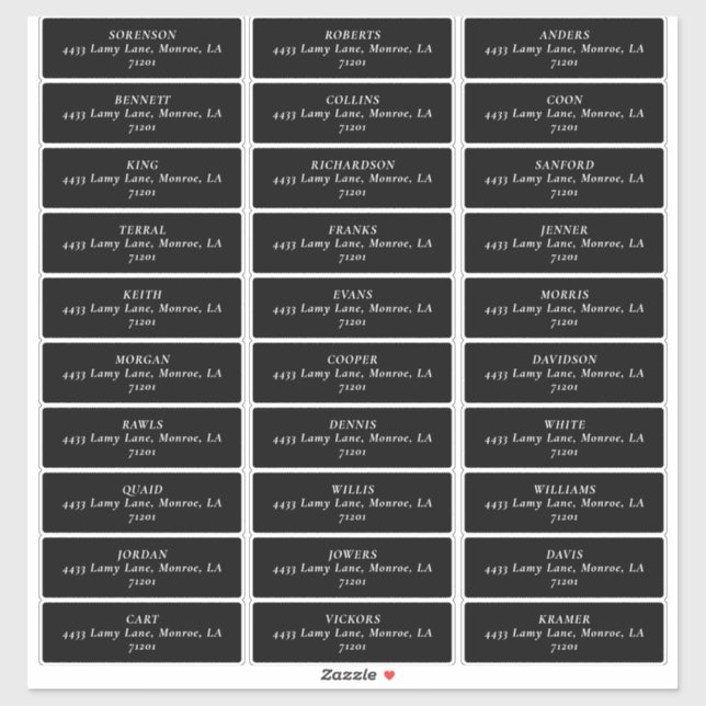 ÉTIQUETTES DE ADRESSE NOIRS ET BLANCS (Feuille)