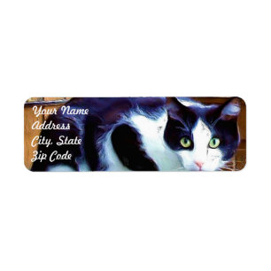Étiquettes de adresse noirs et blancs de chat