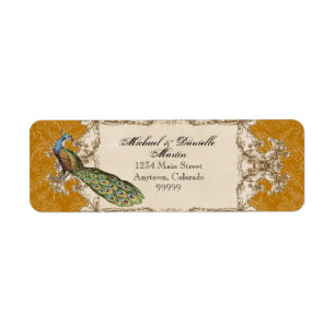 Étiquettes de adresse - paon vintage et gravure