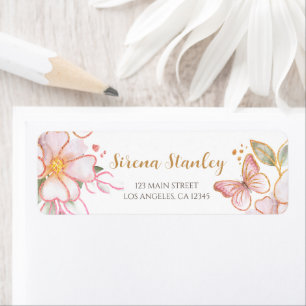 Étiquettes de adresse papillons   Baby shower d'or