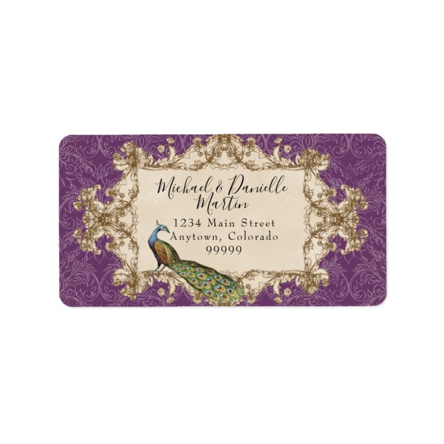 Étiquettes de adresse - Peacock Vintage violet & C (Devant)