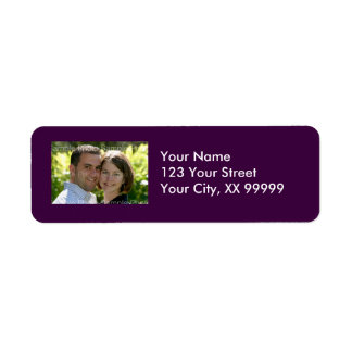 Étiquettes de adresse photo mariage en violet
