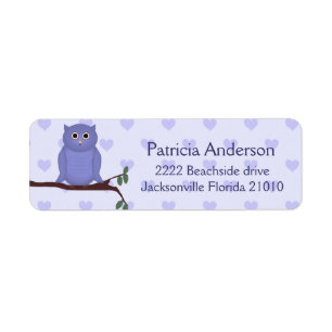 Étiquettes de adresse pourpres de hibou
