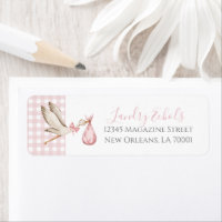 Étiquettes de adresse Preppy Southern Pink Stork