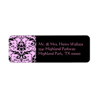 Étiquettes de adresse rose Damask