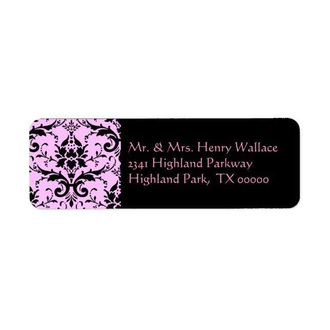 Étiquettes de adresse rose Damask (Devant)